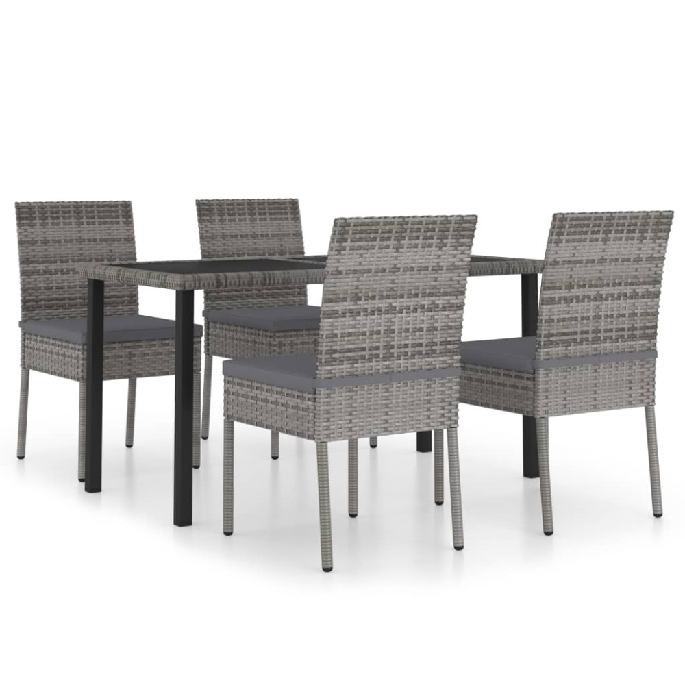 vidaXL Set mobilier de grădină, 5 piese, gri, poliratan