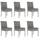 vidaXL Set mobilier de grădină, 7 piese, gri, poliratan