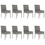 vidaXL Set mobilier de masă pentru grădină, 9 piese, gri, poliratan