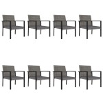 vidaXL Set mobilier de masă pentru grădină, 9 piese, gri, poliratan