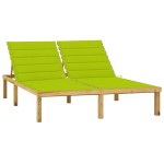 vidaXL Șezlong dublu cu perne verde aprins, lemn de pin tratat vidaXL Șezlong dublu cu perne verde aprins, lemn de pin tratat