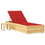 vidaXL Șezlong de grădină cu masă și pernă, lemn de pin tratat vidaXL Șezlong de grădină cu masă și pernă, lemn de pin tratat