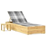 vidaXL Șezlong de grădină cu masă și pernă, lemn de pin tratat vidaXL Șezlong de grădină cu masă și pernă, lemn de pin tratat