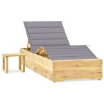 vidaXL Șezlong de grădină cu masă și pernă, lemn de pin tratat vidaXL Șezlong de grădină cu masă și pernă, lemn de pin tratat