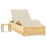 vidaXL Șezlong de grădină cu masă și pernă, lemn de pin tratat vidaXL Șezlong de grădină cu masă și pernă, lemn de pin tratat