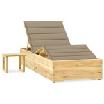 vidaXL Șezlong de grădină cu masă și pernă, lemn de pin tratat vidaXL Șezlong de grădină cu masă și pernă, lemn de pin tratat