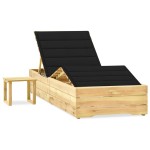 vidaXL Șezlong de grădină cu masă și pernă, lemn de pin tratat vidaXL Șezlong de grădină cu masă și pernă, lemn de pin tratat