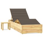 vidaXL Șezlong de grădină cu masă și pernă, lemn de pin tratat vidaXL Șezlong de grădină cu masă și pernă, lemn de pin tratat