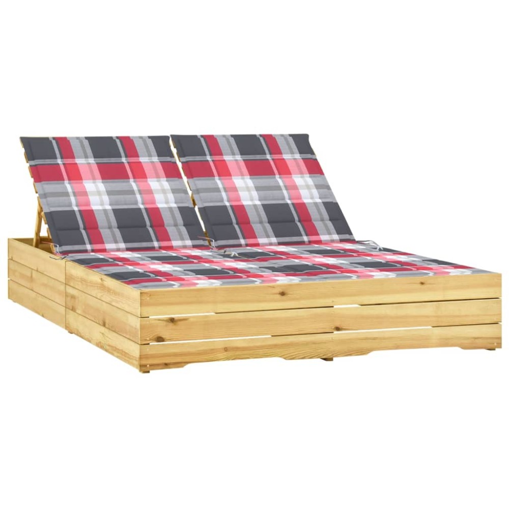 vidaXL Șezlong dublu cu perne, lemn de pin tratat