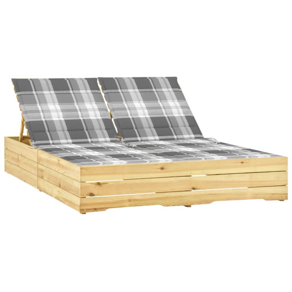 vidaXL Șezlong dublu cu perne, lemn de pin tratat