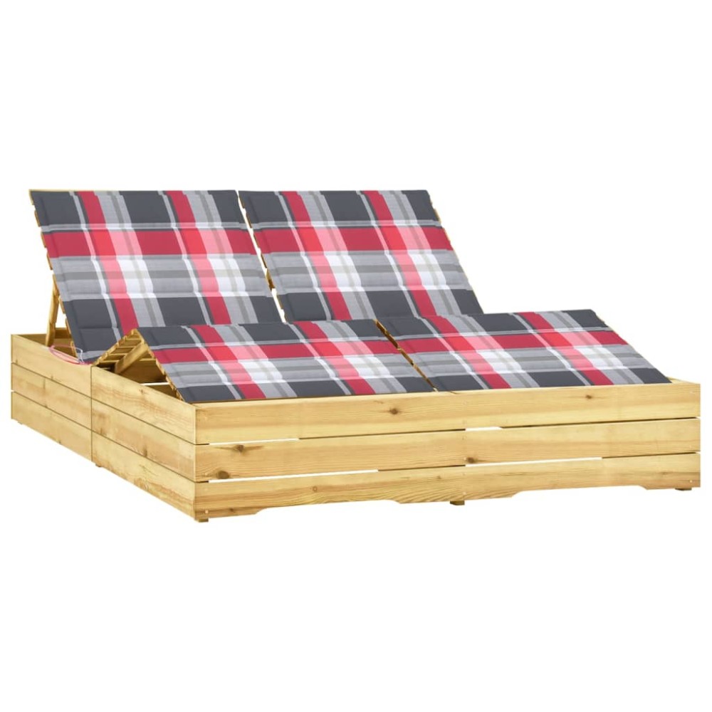 vidaXL Șezlong dublu cu perne, lemn de pin tratat