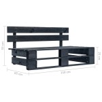 vidaXL Canapea de mijloc de grădină din paleți, negru, lemn pin tratat vidaXL Canapea de mijloc de grădină din paleți, negru, lemn pin tratat