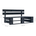 vidaXL Canapea de mijloc de grădină din paleți, negru, lemn pin tratat vidaXL Canapea de mijloc de grădină din paleți, negru, lemn pin tratat