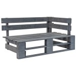 vidaXL Set mobilier din paleți cu perne, 4 piese, gri, lemn pin tratat
