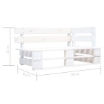 vidaXL Set mobilier din paleți cu perne, 4 piese, alb, lemn pin tratat