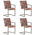vidaXL Scaune de masă tip consolă, 4 buc., maro uzat, piele naturală vidaXL Scaune de masă tip consolă, 4 buc., maro uzat, piele naturală