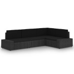 vidaXL Set mobilier de grădină, 4 piese, negru, poliratan vidaXL Set mobilier de grădină, 4 piese, negru, poliratan