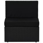 vidaXL Set mobilier de grădină, cu perne, 5 piese, negru, poliratan