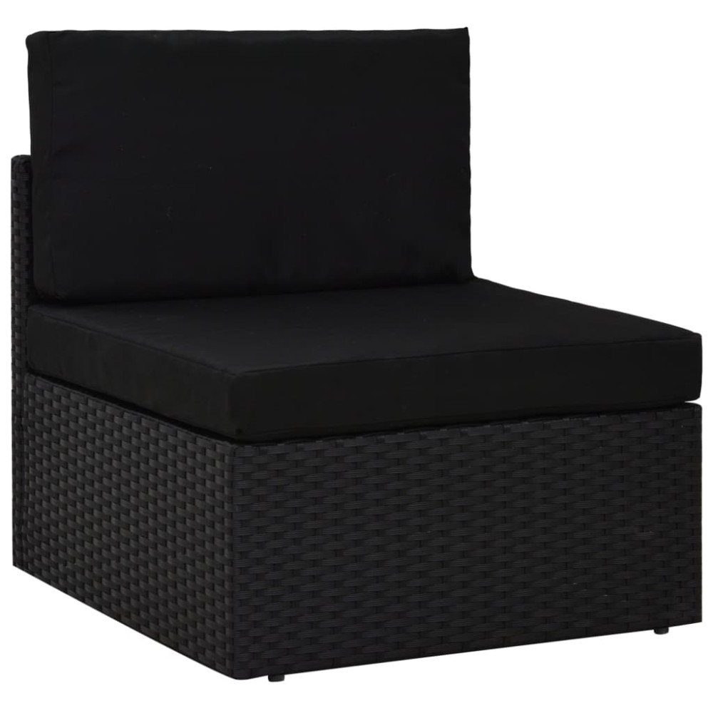 vidaXL Set mobilier de grădină, cu perne, 8 piese, negru, poliratan