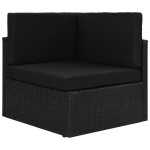 vidaXL Set mobilier de grădină, 6 piese, negru, poliratan