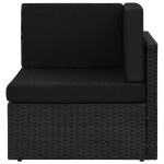 vidaXL Set mobilier de grădinăcu perne, 12 piese, negru, poliratan