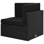 vidaXL Set mobilier de grădinăcu perne, 12 piese, negru, poliratan