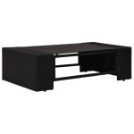 vidaXL Set mobilier de grădină, 6 piese, negru, poliratan