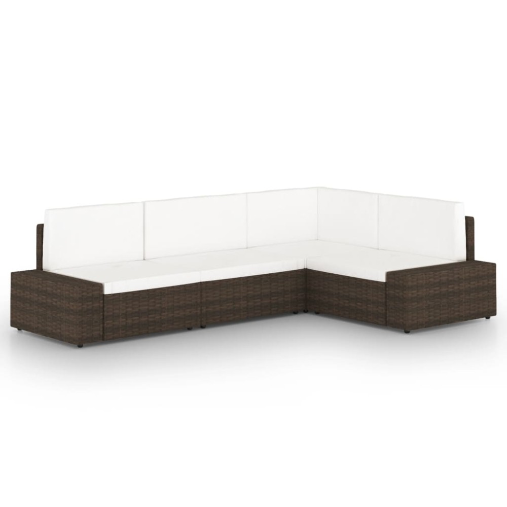 vidaXL Set mobilier de grădină, 4 piese, maro, poliratan