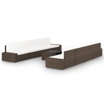 vidaXL Set mobilier de grădină cu perne, 9 piese, maro, poliratan