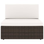 vidaXL Set mobilier de grădină cu perne, 9 piese, maro, poliratan