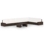 vidaXL Set mobilier de grădină cu perne, 8 piese, maro, poliratan vidaXL Set mobilier de grădină cu perne, 8 piese, maro, poliratan