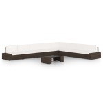 vidaXL Set mobilier de grădină cu perne, 9 piese, maro, poliratan