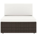 vidaXL Set mobilier de grădină cu perne, 9 piese, maro, poliratan
