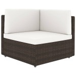 vidaXL Set mobilier de grădină cu perne, 9 piese, maro, poliratan