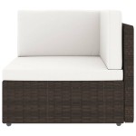 vidaXL Set mobilier de grădină cu perne, 9 piese, maro, poliratan