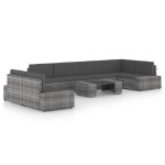 vidaXL Set mobilier de grădină cu perne, 8 piese, gri, poliratan vidaXL Set mobilier de grădină cu perne, 8 piese, gri, poliratan
