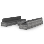 vidaXL Set mobilier de grădină cu perne, 9 piese, gri, poliratan vidaXL Set mobilier de grădină cu perne, 9 piese, gri, poliratan