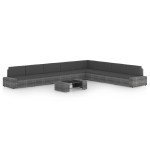 vidaXL Set mobilier de grădină cu perne, 9 piese, gri, poliratan vidaXL Set mobilier de grădină cu perne, 9 piese, gri, poliratan