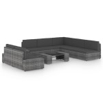 vidaXL Set mobilier de grădină cu perne, 8 piese, gri, poliratan vidaXL Set mobilier de grădină cu perne, 8 piese, gri, poliratan