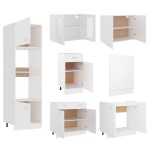 vidaXL Set dulapuri de bucătărie, 7 piese, alb, lemn prelucrat vidaXL Set dulapuri de bucătărie, 7 piese, alb, lemn prelucrat