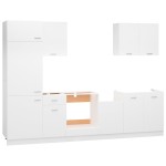 vidaXL Set dulapuri de bucătărie, 7 piese, alb, lemn prelucrat vidaXL Set dulapuri de bucătărie, 7 piese, alb, lemn prelucrat