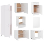 vidaXL Set dulapuri de bucătărie, 7 piese, alb, lemn prelucrat vidaXL Set dulapuri de bucătărie, 7 piese, alb, lemn prelucrat