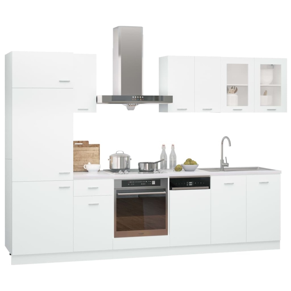 vidaXL Set dulapuri de bucătărie, 8 piese, alb, PAL