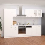vidaXL Set dulapuri de bucătărie, 8 piese, alb, PAL vidaXL Set dulapuri de bucătărie, 8 piese, alb, PAL