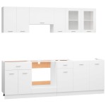 vidaXL Set dulapuri de bucătărie, 8 piese, alb, PAL vidaXL Set dulapuri de bucătărie, 8 piese, alb, PAL