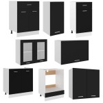 vidaXL Set de dulapuri bucătărie, 8 piese, negru, lemn prelucrat