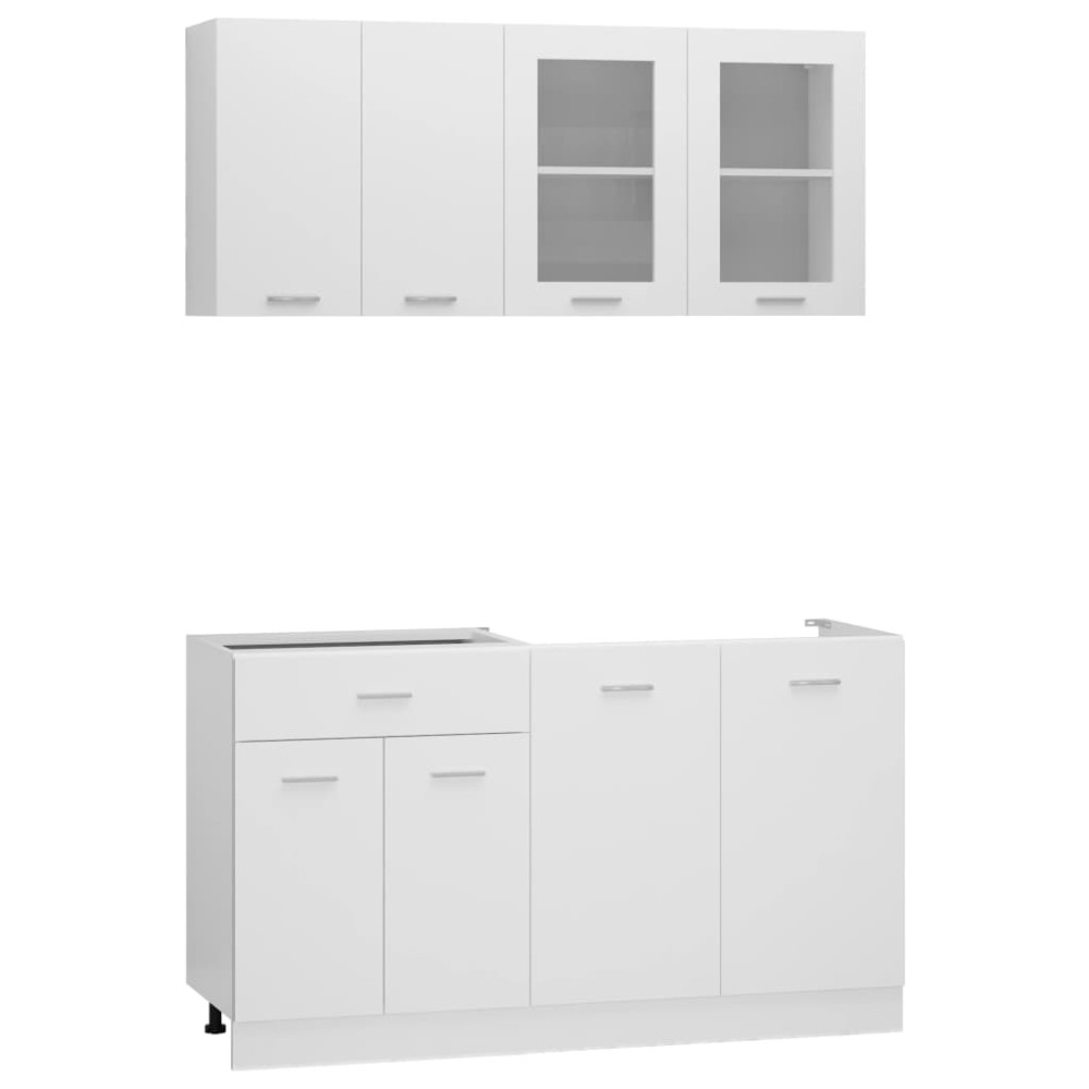 vidaXL Set dulapuri de bucătărie, 4 piese, alb, lemn prelucrat