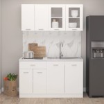 vidaXL Set dulapuri de bucătărie, 4 piese, alb, lemn prelucrat vidaXL Set dulapuri de bucătărie, 4 piese, alb, lemn prelucrat