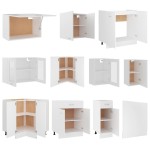 vidaXL Set dulapuri de bucătărie, 11 piese, alb, PAL vidaXL Set dulapuri de bucătărie, 11 piese, alb, PAL