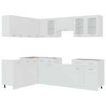 vidaXL Set dulapuri de bucătărie, 11 piese, alb, PAL vidaXL Set dulapuri de bucătărie, 11 piese, alb, PAL